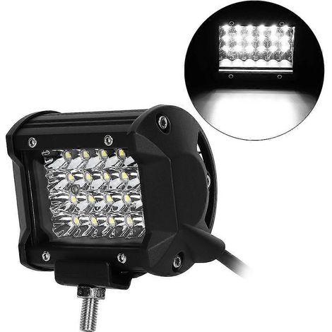 Phare de travail LED 72 W pour véhicule, 24 LED, 4 rangées, étanche IP67, pour SUV avec fonction clignotante