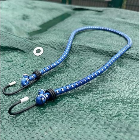 Corda elastica - 12 pezzi - 60 cm, 40 cm, 100 cm, 80 cm - Cinghia a sgancio rapido - Corde elastiche - Corde elastiche con ganci - Cinghie di fissaggio - Adatte per fissare il carico durante il traslo (1/4)