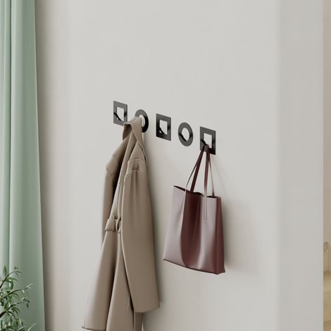 Decortie Modern Kaly Set de 5 crochets ronds et carrés en métal noir mat, étanches, pour cuisine (1/5)