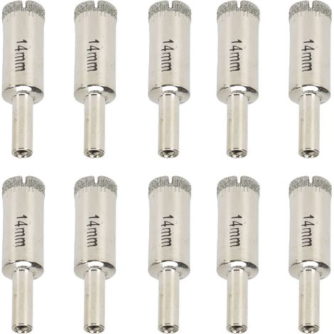 Jeu de 10 forets diamantés à haute torsion pour carrelage et marbre, 14 mm (1/5)