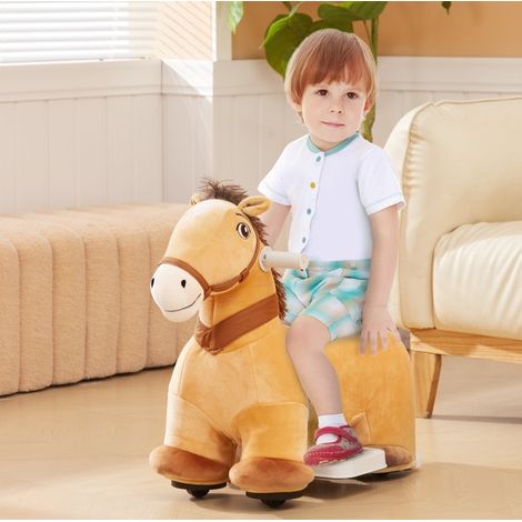 Cheval électrique enfant 6V brun, 2 km/h, avec musique, pour 1,5-3 ans FloraGrace (1/5)