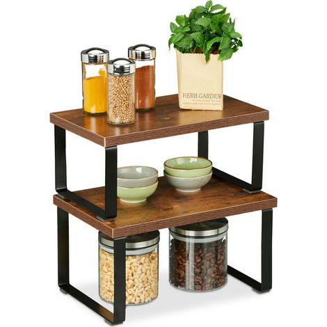 organisateur cuisine pour épices plats et plus design industriel lot de 2 Noir Marron (1/4)