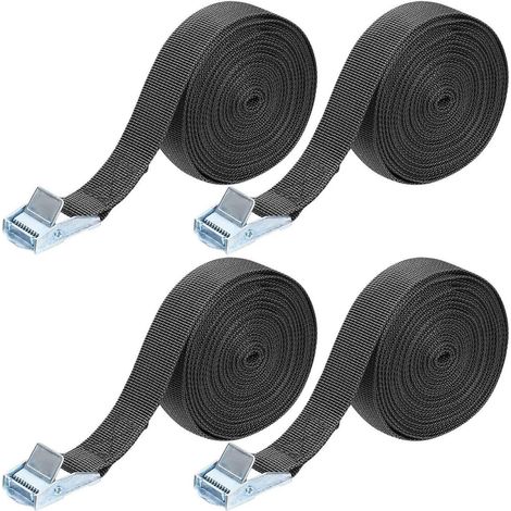 4x sangles à cliquet 5m x 25mm, sangles de fixation haute performance pour remorques