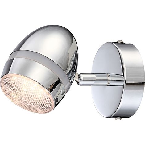 Spotleuchte Wandlampe Leuchte Leseleuchte Spotstrahler Wohnzimmer, Spot beweglich, Metall Chrom satiniert, 1x LED 3W 220Lm 3000K, HxA 10,5x13,7 cm