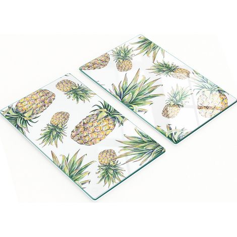 Tablas de cortar decorativas de cristal para cocina con estampado de pi帽as, 2 x 30 x 52 cm.