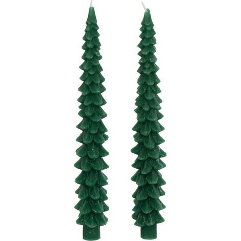 Lot de 2 bougies bâton sapin vert - Atmosphera créateur d'intérieur