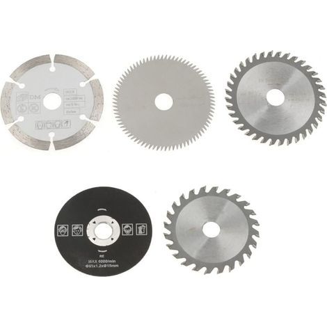 Lame de scie au carbure de 5 pièces de 85 mm, mini lame de scie circulaire au carbure de diamètre intérieur de 15 mm pour outil de coupe