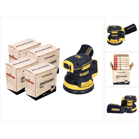 Levigatrice rotorbitale a batteria DeWalt DCW 210 N 18 V 125 mm brushless solo + 4x set di dischi abrasivi Toolbrothers TURTLE
