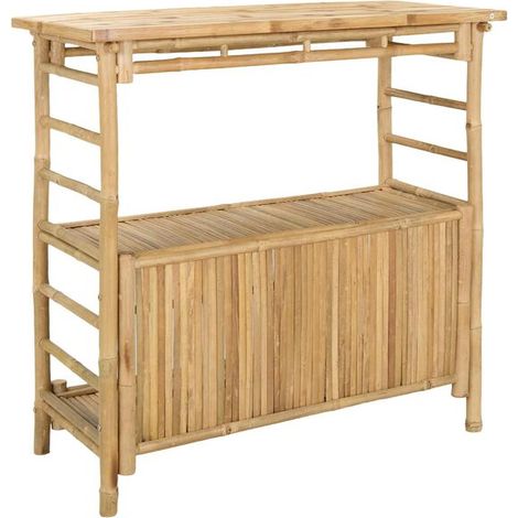 Table de bar d'extérieur en bambou naturel, 110 x 50 x 105 cm (1/5)
