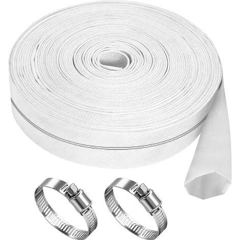 20M Tuyau Refoulement 1 1/2" Plat 38mm avec Clips, Tuyau de décharge, pour Pompes Submersibles, Pompes à Eau Sale, Bassin, Jardin, Irrigation, Industrielles, de Jardinage (1/5)