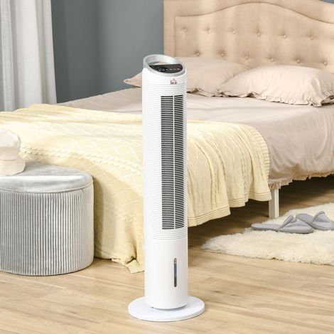 Turmventilator mit Wasserkühlung und Fernbedienung 60W 20㎡ 30 cm x 30 cm x 100,8 cm 3 Modi Weiß