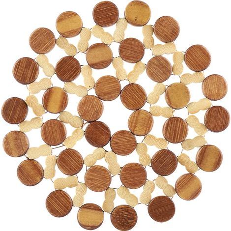 Dessous de verre rond en bambou résistant à la chaleur pour tasses et couverts (petite taille) (1/5)