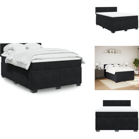 Boxspringbett mit Matratze Schwarz 140x200 cm Samt - Boxspringbett - Boxspringbetten - Bett - Betten (1/5)
