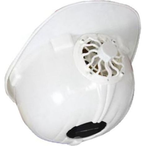 Chapeau de chantier d'été respirant à énergie solaire avec ventilateur, blanc. (1/4)