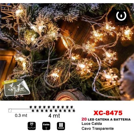 Chaîne Lumineuse Flocon De Neige Câble Lumineux Chaud 20led Alimenté Par Piles Xc-8475