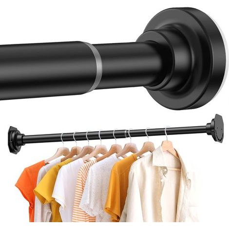 1 pièce - Barre de séchage à linge extensible - Tringle à vêtements - réglable de 55 à 85 cm - Barre de suspension robuste - noire - 55-85 cm