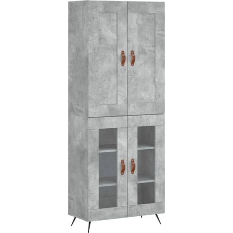 Aparador cómoda mueble de almacenaje organizador cocina salón salón alto 695 x 34 x 180 cm madera de ingeniería gris 020034544 (1/5)