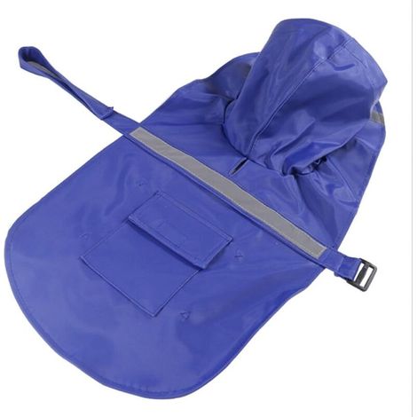 Poncho imperméable pour grand chien XL, bleu, avec capuche et bandes réfléchissantes (1/4)