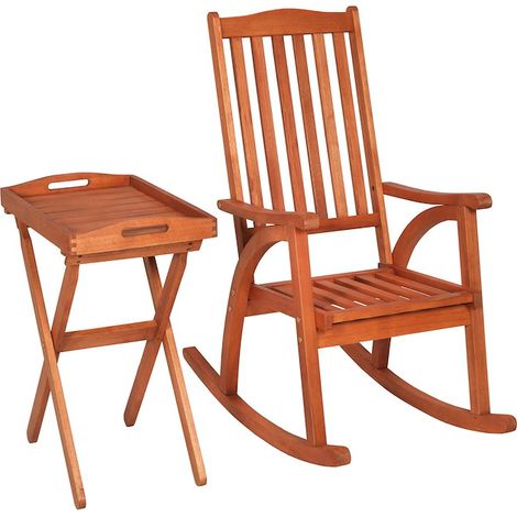 Schaukelstuhl Set Stehtablett abnehmbar FSC ® Eukalyptusholz