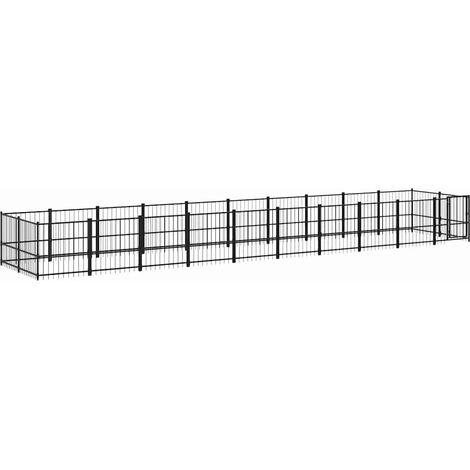 Maison Exclusive - Outdoor-Hundezwinger Stahl 18,77 m² (1/5)
