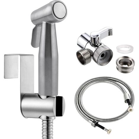 Handbidet-Set mit Brausekopf, 2 m langem Duschschlauch und Haken, ideal zum Haarewaschen oder Waschen des Waschbeckens (silber) (1/5)