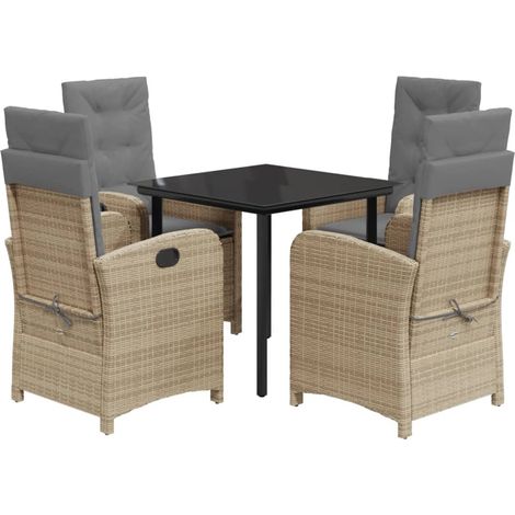 Maison Exclusive - Set Pranzo da Giardino 5 pz con Cuscini Beige Misto Polyrattan (1/5)