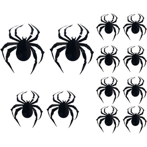 12 pegatinas de pared con estampado de araña, decoración espeluznante de Halloween, pegatinas decorativas tridimensionales para fiestas, decoración para fiestas (1/5)