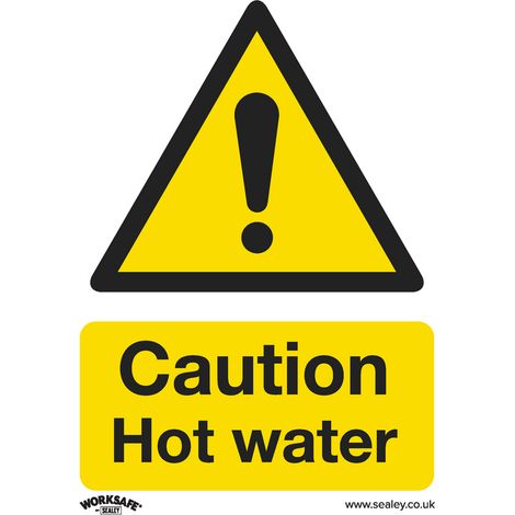 Sealey SS38V1 Worksafe® Caution Hot Water Safety Sign - Self-Adhesive Vinyl