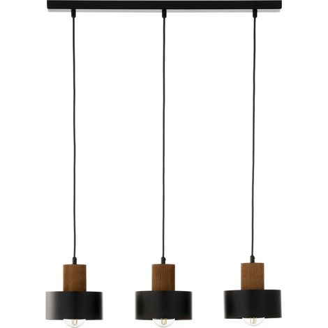 Suspension scandinave noire et bois RIF WOOD 3 Sigma Lighting 3xE27 (1/5)