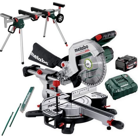 Metabo Akku Kappsäge Säge Ladegerät KGS18 LTX BL 254 + Untergestell KSU 251 Set (1/5)
