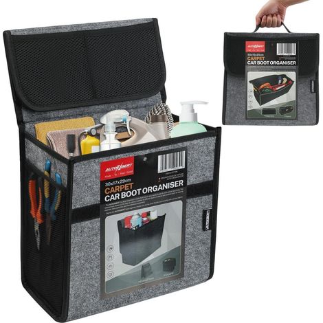 Sac de coffre pliable avec fermeture velcro, sac de rangement voiture, Gris, 30x17x29cm