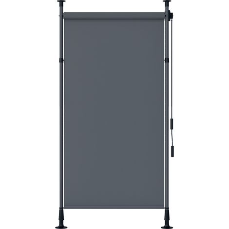 Store banne autoportant rétractable manuel, longueur réglable, commande à manivelle, installation sans perçage, structure en aluminium, revêtement en polyester gris foncé