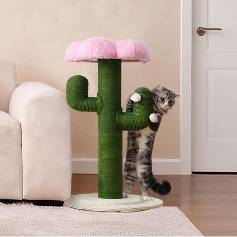Kratzbaum Kaktusdesign mit Kippschutz 90 cm MDF Grün OKMYHOME (1/5)