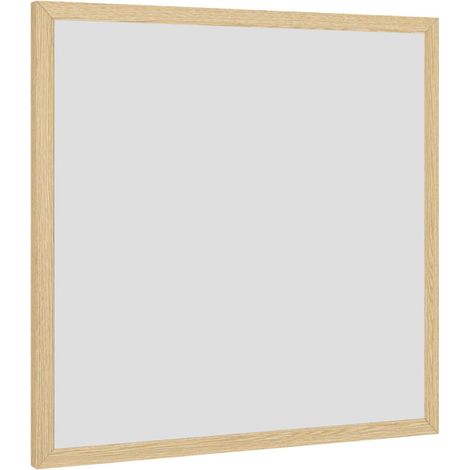 Miroir mural carré 50 x 50 cm, cadre en bois naturel, idéal pour la salle de bain, salon ou chambre (1/4)