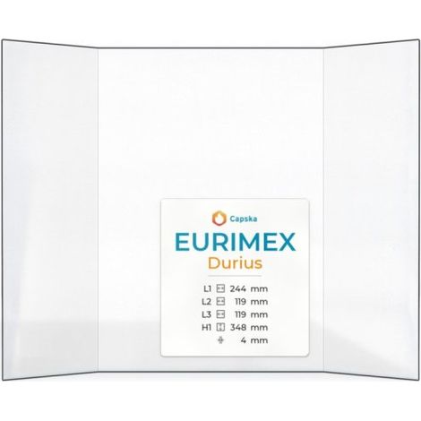 Vitre Eurimex DURIUS - Verre Prismatique pour poêle à bois - (119 + 244 + 119) x 348 mm (L2+L1+L3 x H1) - 4 mm (1/5)