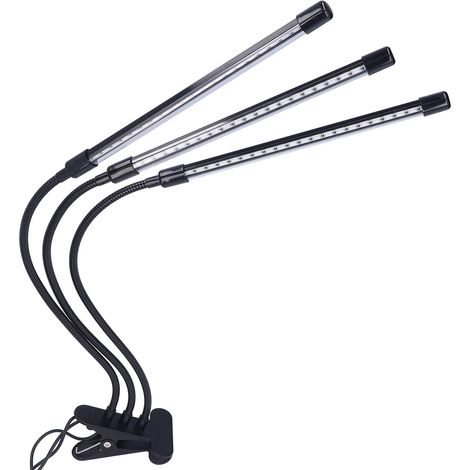 Lampe de croissance LED à 3 têtes, rouge et bleue, minuterie, angle réglable, alimentation USB, pour le jardinage et le rempotage. (1/5)