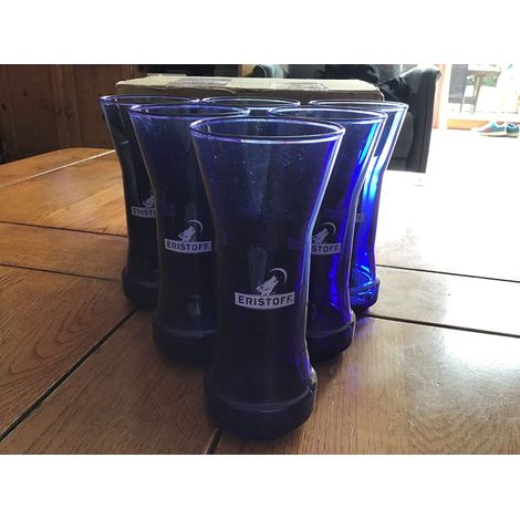 Lot de 6 verres Eristoff - Verres à vodka bleus - Modèle officiel