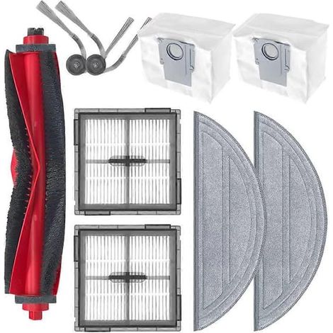 Pour Roborock Q10 S5/Q10 S5+/Q10V/Q10V+/Q10 VF/Q10 VF+/S8 Pro/S8 Pro Plus : tête de brosse latérale, filtre, chiffon de nettoyage, sacs à poussière (1/5)
