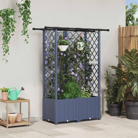 Teenpull – Hochbeet mit Rankgitter und Dach Grau 124 x 40 x 136 cm PP (1/5)