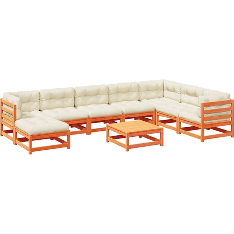 Maison Exclusive - Set de sofás jardín 9 pzas con cojines madera (1/5)