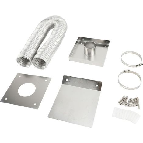 Kit d'admission d'air frais pour poêles à granulés, tuyau d'évacuation en aluminium de 2 pouces avec plaque murale, grille et colliers de serrage. (1/5)