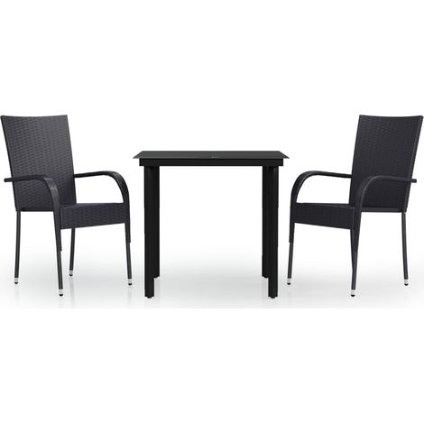 Set da pranzo da esterno nero da 3 pezzi 020013562