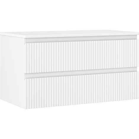 Mexen Rivel gabinete de ba帽o bajo lavabo de 90 cm con encimera, 2 cajones, ranurado, blanco mate - 91A20-09047-2-BFFC01 (1/5)