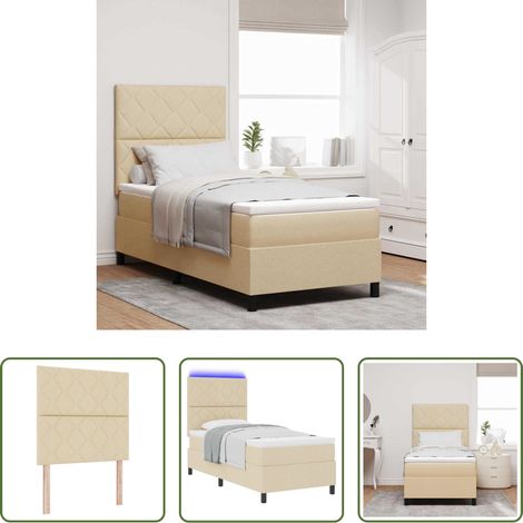 Matelas moyen-ferme - Lit à ressorts avec matelas avec LED Crème 100 x 200 cm tissu (1/5)