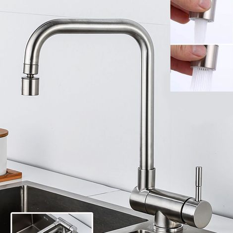 Robinet de cuisine sous fenêtre, en acier inoxydable brossé, pliable, pivotant, eau chaude et froide, robinet d'évier de cuisine, G3/8 (1/5)