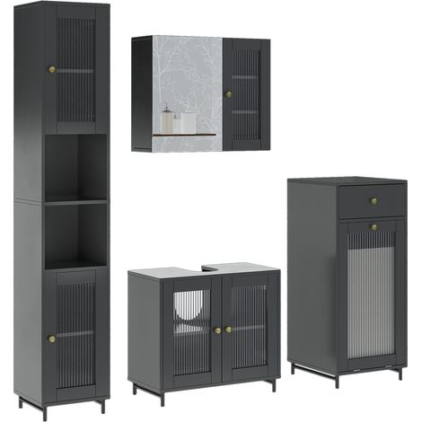 Badmöbel-Set Malte, Grau, 4 Teile, Vicco