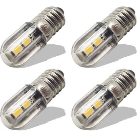 E10 LED-Lampe, 220–230 V Wechselstrom, Energiespar-LED-Kontrollleuchte, 8-mm-Schraubsockel, 3030 4SMD-Chipsätze, warmweiß (4er-Pack) – Crezuo (1/4)