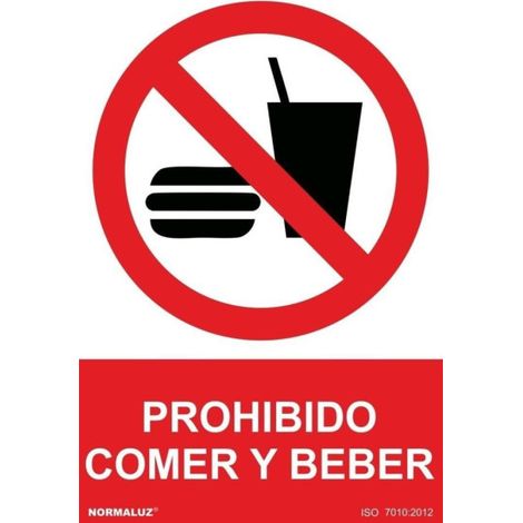 Señal prohibido "prohibido comer y beber" (pvc 0.7mm) 30x40cm (1/2)