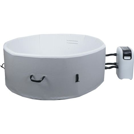 Whirlpool HHG-365, 5 Personen, In-/Outdoor heizbar aufblasbar Pumpe Dropstitch-Gewebe, rund Ø180cm grau-weiß