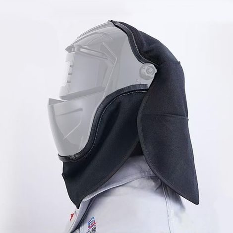 Prolunga per la parte posteriore del casco da saldatura e copertura protettiva per il casco, realizzata in cotone ignifugo, con bordo sigillante, adatta alla maggior parte dei caschi da saldatura. (1/5)